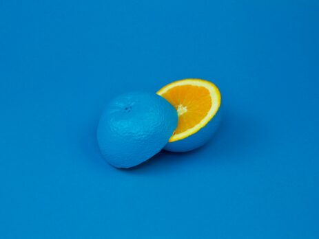 blue lemon cut into two pieces