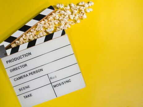 A clapperboard, a dumb slate, clapboard, film clapper, film slate, movie slate, or production slate,