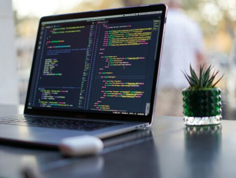 A laptop on a table