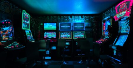 game room with arcade machine