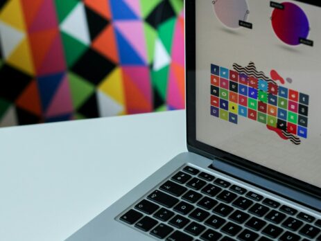 Laptop with a colorful screen